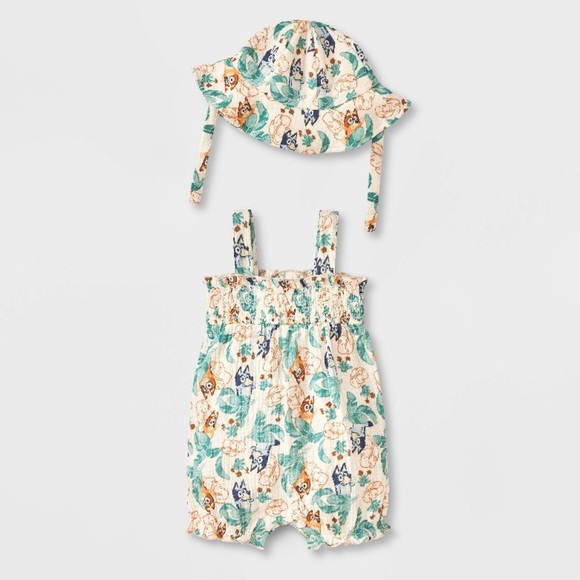 Bluey Other - Bluey 2 Piece Baby Girl Romper Set with Hat 18 months